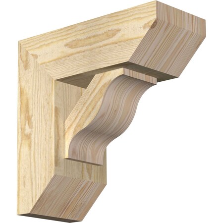 Ekena Millwork Funston Slat Rough Sawn Bracket w/ Offset Brace, Douglas Fir, 6"W x 14"D x 14"H BKT0604X14X14FST06RDF
